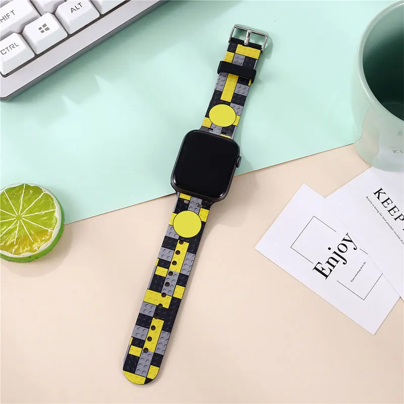 

Strap For Apple Watch band 44mm 40mm 38mm 42mm Printing Silicone wristband Bracelet correa For Apple Watch 7 6 SE 5 4 3 band
