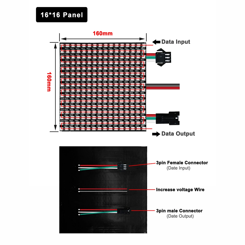 DC5V WS2812B Led Digital Panel Module Matrix Flexible Screen 5050 RGB Individually Addressable Pixels 8*8/16*16 IP30 | Освещение