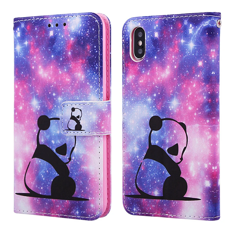 Чехол Кошелек с милым рисунком панды для iPhone 11 Pro MAX задняя крышка отделением карт