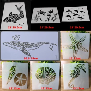 Кабельный тестер кабеля 8 шт. морских обитателей Комбинации Трафареты картина шаблон многоразовые DIY Скрапбукинг фотоальбом Декоративные офисные школьные принадлежности, блокноты