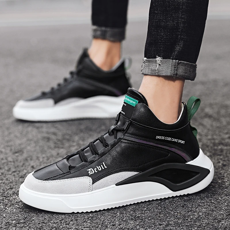 

Men's Sneakers Men Athletic Shoes Winter Sneakers Casual High Chunky Leather Mens Sports Fashionable Cool Big Male