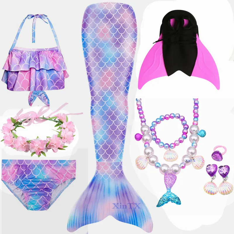 Детский купальник русалки купальный костюм с моноластами для девочек косплея |