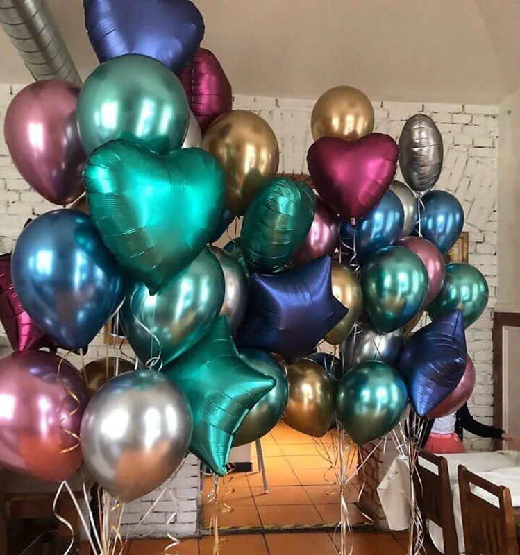 10 шт. 18 дюймов металлический шар из фольги в форме сердца 12 латексный