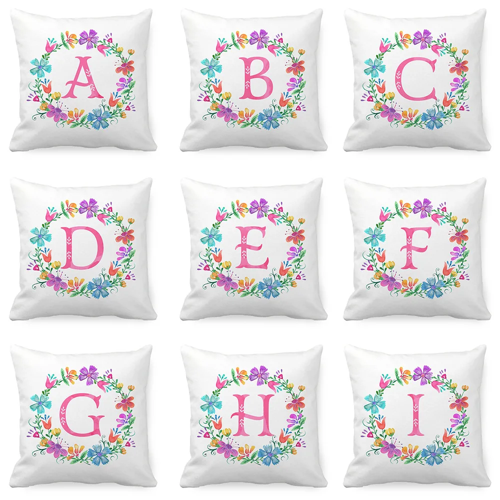 Holiday decoration letter cushion cover new 26 sofa pillow garland peach skin material 45X45cm | Дом и сад