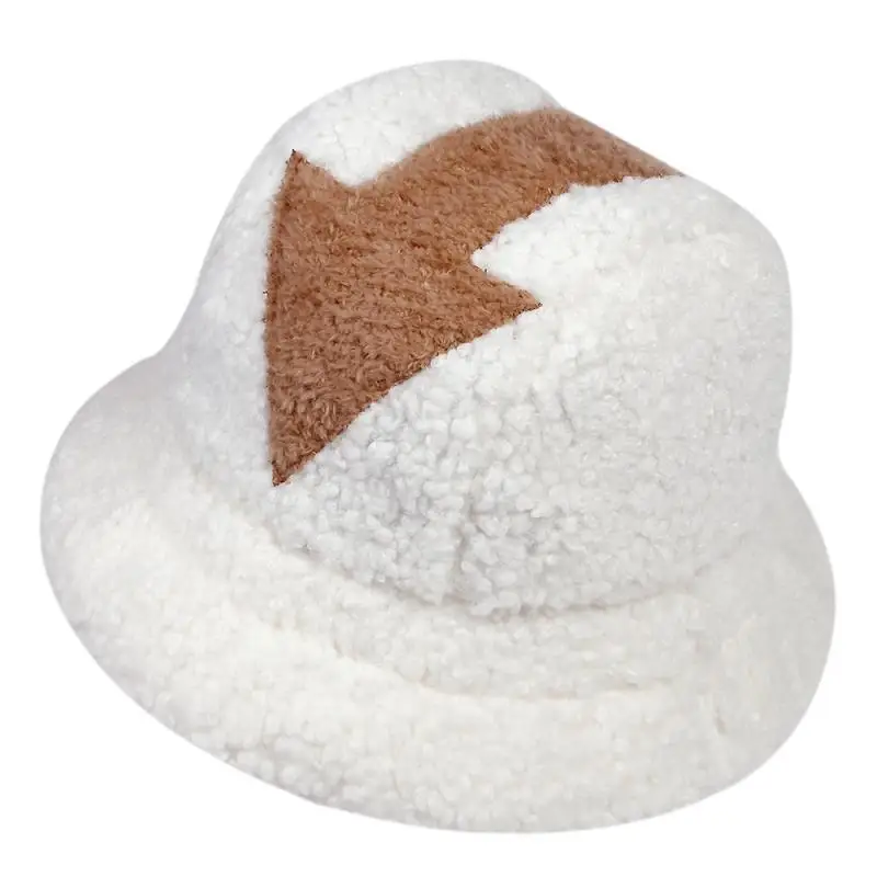 

Bucket Hat Lamb Wool Hat Winter Warm Fishing Caps Faux Fur Arrow Symbol Printed Bucket Hat Men Women Tide Flat Top Hats