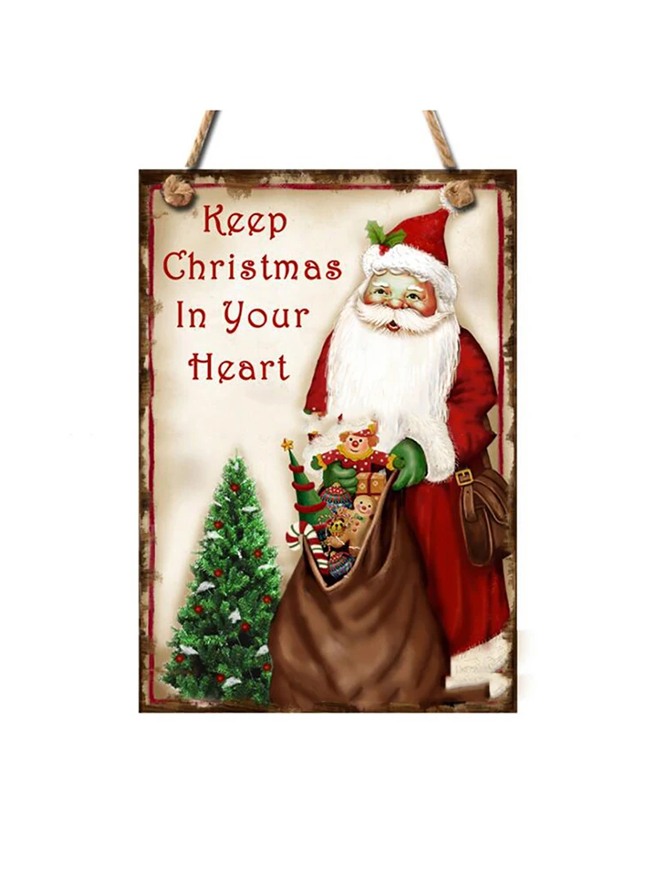 

Wooden Santa Claus Hanging Ornaments Xmas Tree Decor Merry Christmas Supplies wood