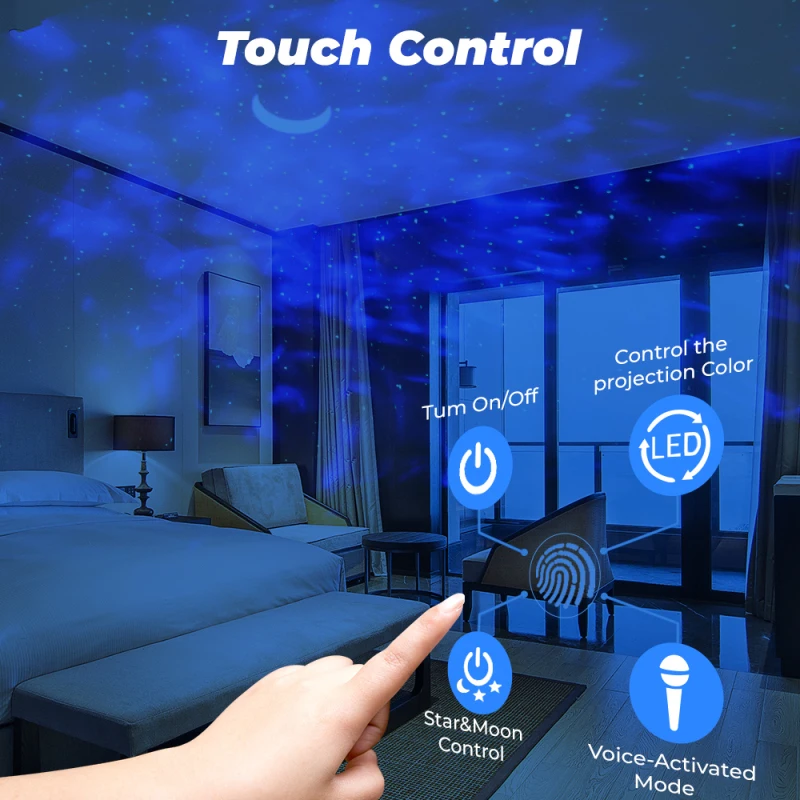 Tuya Smart Life Wifi APP Starry Sky Projector Galaxy Stars Moon Ocean Voice Music Control LED Night Light Lamp For Kid | Электроника
