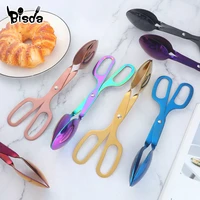 12pcs stainless steel food tong snack cake clip salad bread pastry clamp baking bbq tool fruit salad cake clip kitchen utensils