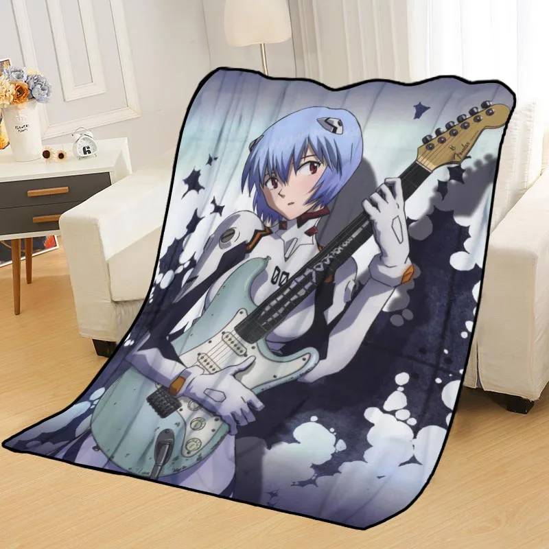 ????? カスタム綾波レイ笑顔毛布ベッドスローブランケットソフトブランケット夏毛布アニメ毛布旅行毛布