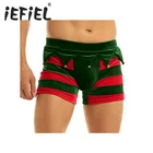 Мужской мягкий бархатный широкий эластичный пояс с выпуклым мешочком, Рождественский праздник, костюм для косплея, боксеры в полоску с колокольчиками