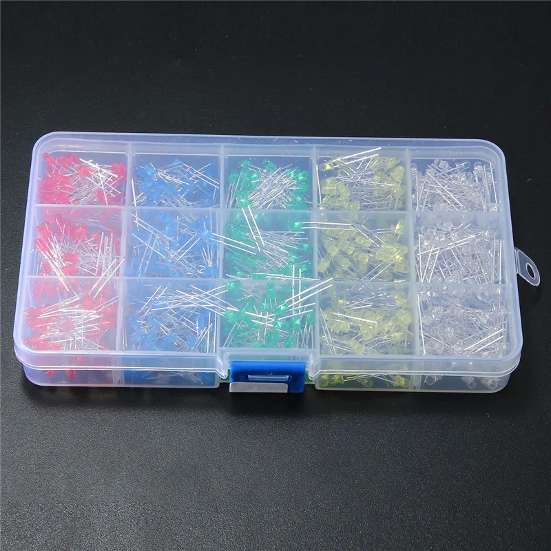 750 шт./лот 3 мм светодиодный набор диодов круглый белый желтый красный синий