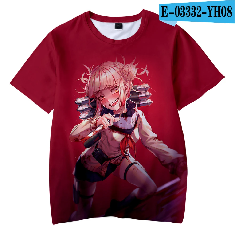 

2021 Hot Sale Anime Himiko Toga 3d Printed T-shirt Unisex Fashion Harajuku Short Sleeve Round Neck Streetwear Oversized Tops