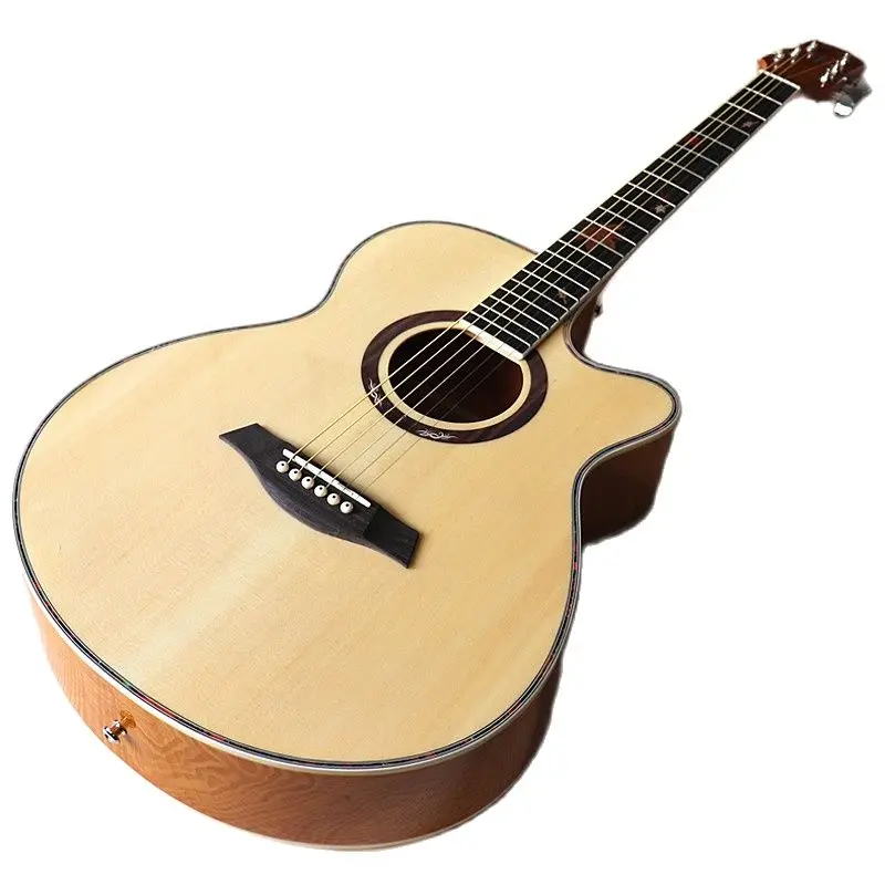 ahorn blatt griffbrett 40 zoll elektrische akustische gitarre cutaway design 6 string ashwood folk gitarre mit zelluloid bindung free global shipping