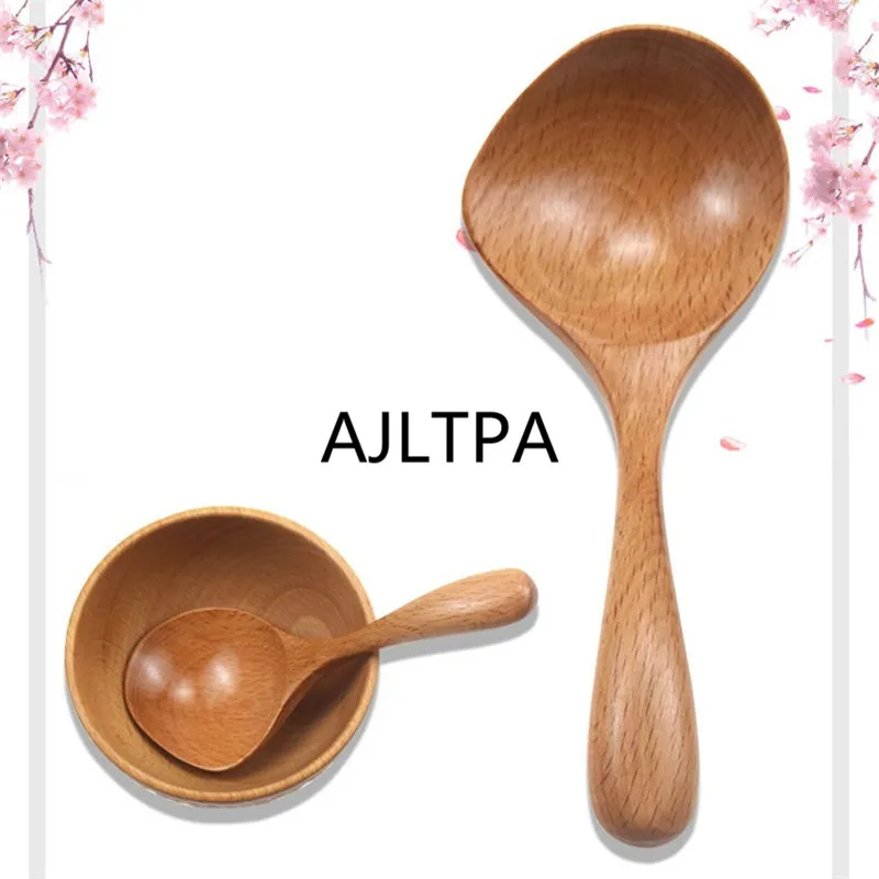 

100 шт./лот деревянная ложка портативная рисовая суповая ложка кухонный инструмент приправа десертная здоровая деревянная ложка столовая по...
