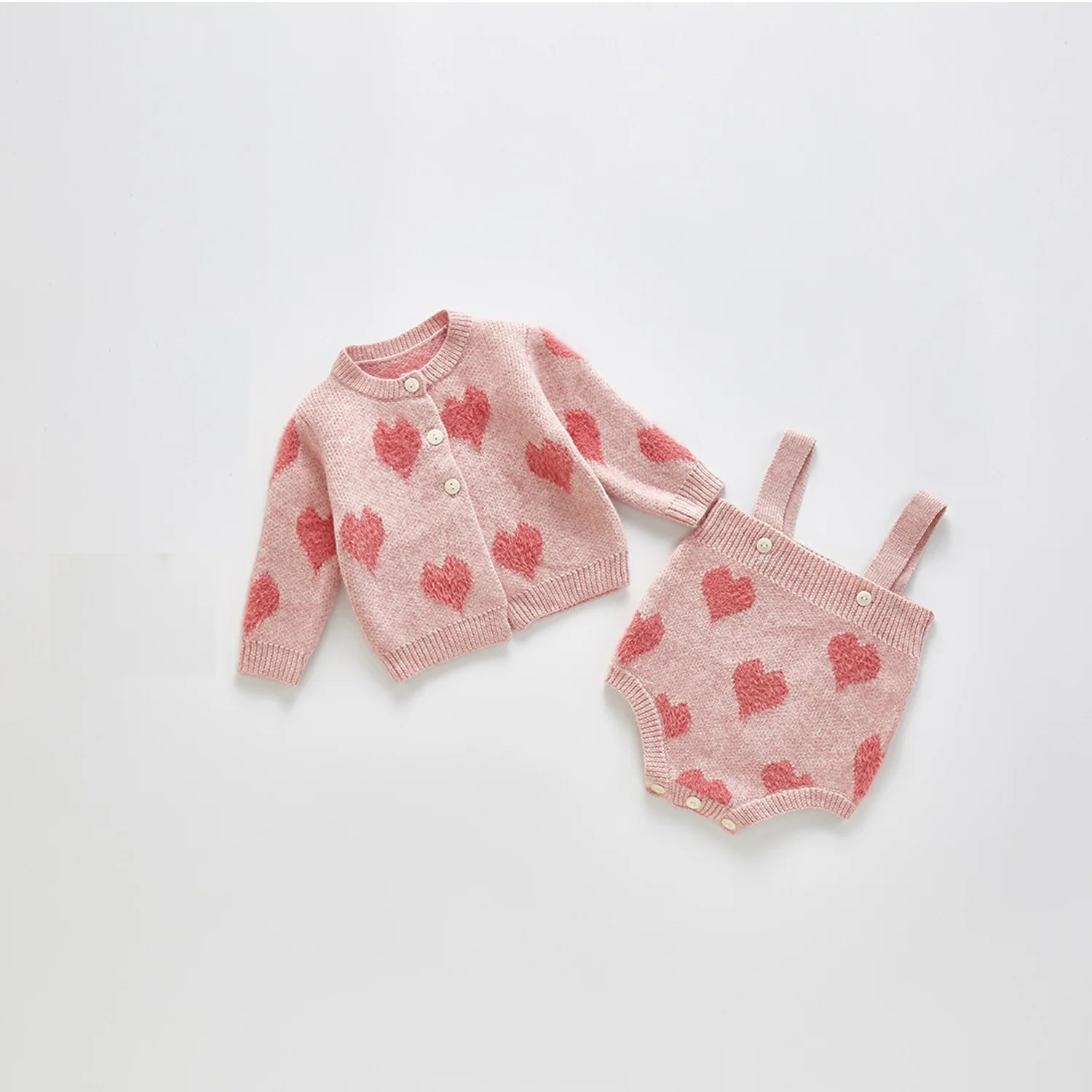 Baby Knitted Clothes Girls Rompers Jumpsuit Boy Newborn Infant Sleeveless Outfits Cute Heart Overall Cardigan | Мать и ребенок