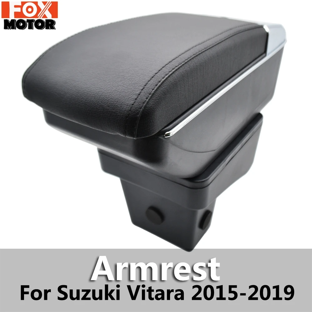Для Suzuki Vitara 2015 2019 ящик для хранения подлокотник Подлокотник двухслойный черный