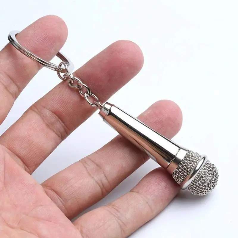 

Silver Microphone Singer Rapper Music Lover Pendant Keychain Music Jewelry Gifts