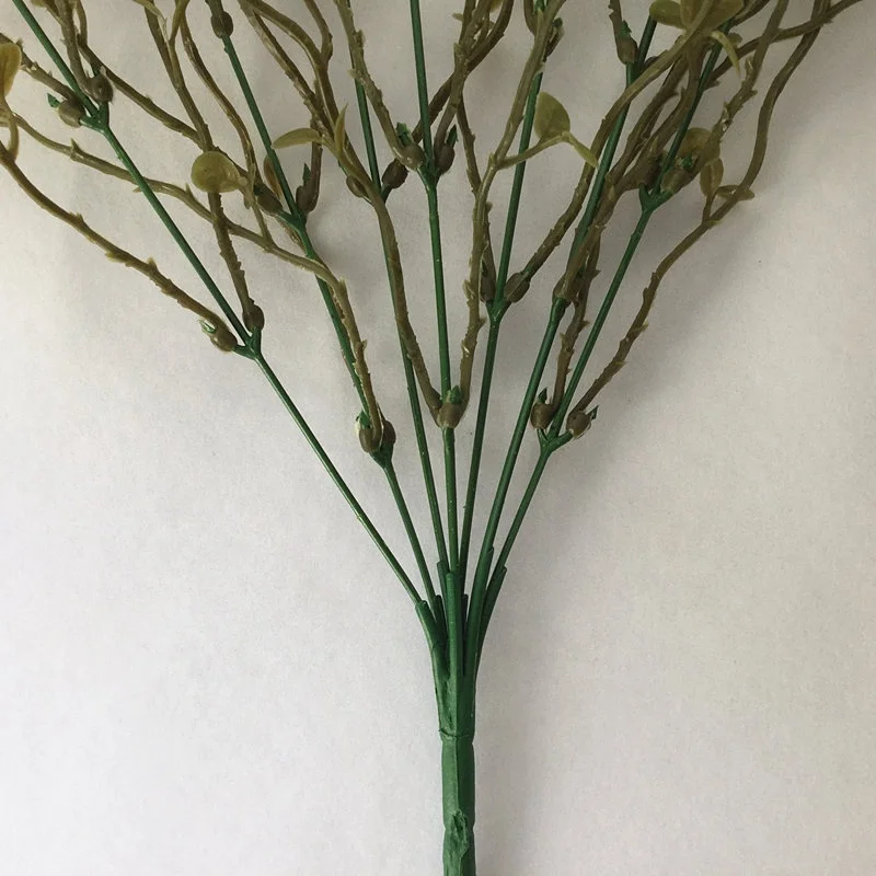 Искусственная зелень пластик 7 вилка листья розы листва ветви домашний стол