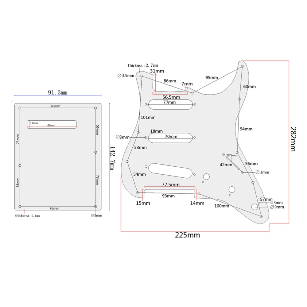 

Maple Wood Single Coil Pickguard Pickups and Back Shroud Set for Stratocaster Strat Electric Guitar (GQ301F)