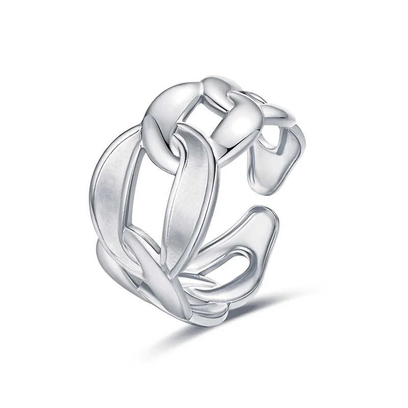 

Stainless Steel Link Chain Resizable Open Size Rings Oval Adjustable Finger Rings for Women Engagement Fashion Jewelry Wholesale