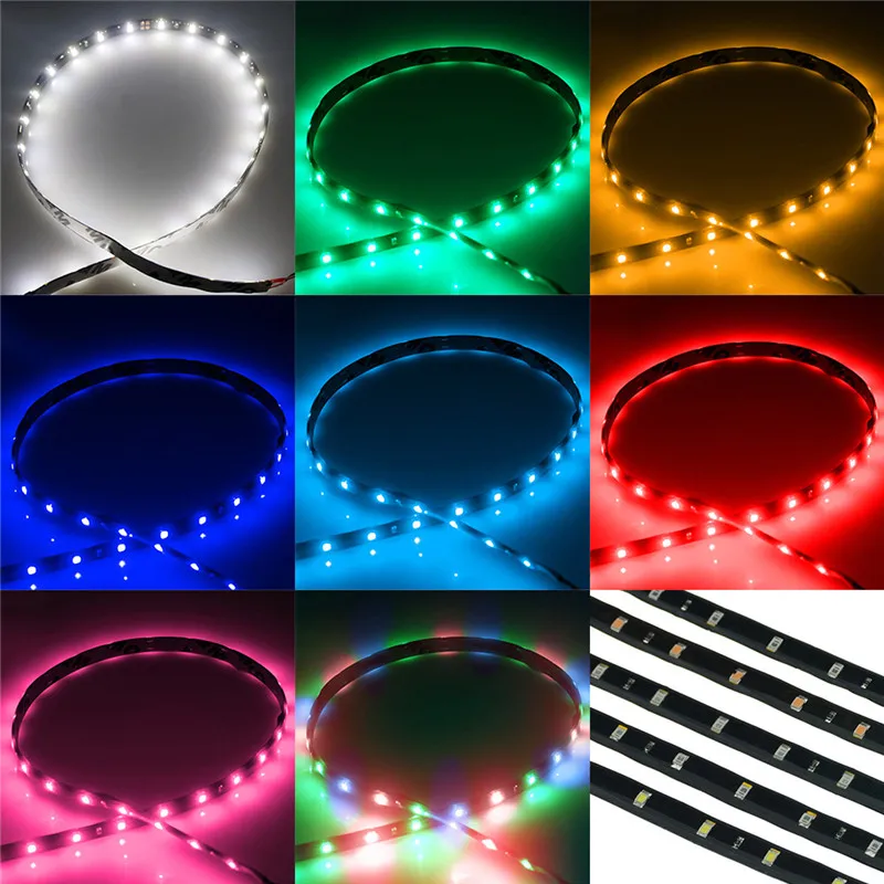 

1/2Pcs 30cm Car Decorative Lamps Waterproof 15 LED Strip Motor Glow Light Line Rope Tube Daytime Running Tape Car Decoration