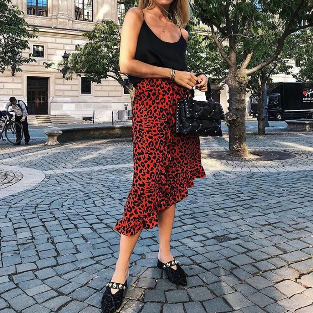Женская летняя юбка с леопардовым принтом винтажные юбки длинная Повседневная
