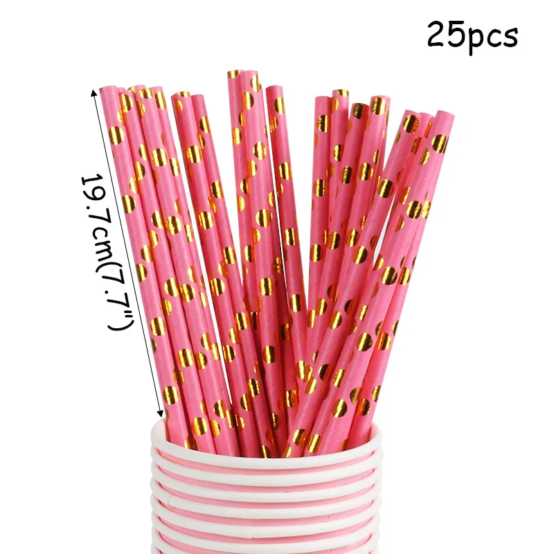 25pcs straws MEIDDING первый 1-й декорации дня рождения девочка украшение душевой кабины Oh Baby номер воздушные шары фото плакат дети розовые подарки - Цвет: 25pcs straws