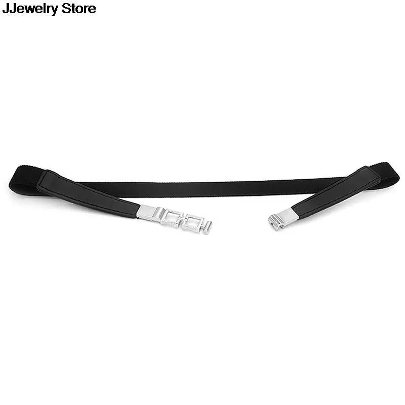 Женский эластичный пояс тонкий из искусственной кожи цвет черный/белый 1 шт. |