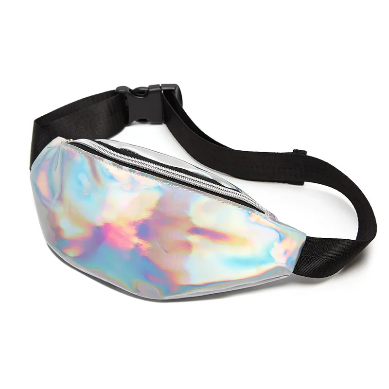 

2021 female Holographic Waist Bag For Women Pink Gold Black Laser Fanny Pack Belt Chest Bag Ladies Bum Bag Unisex Banana Bags