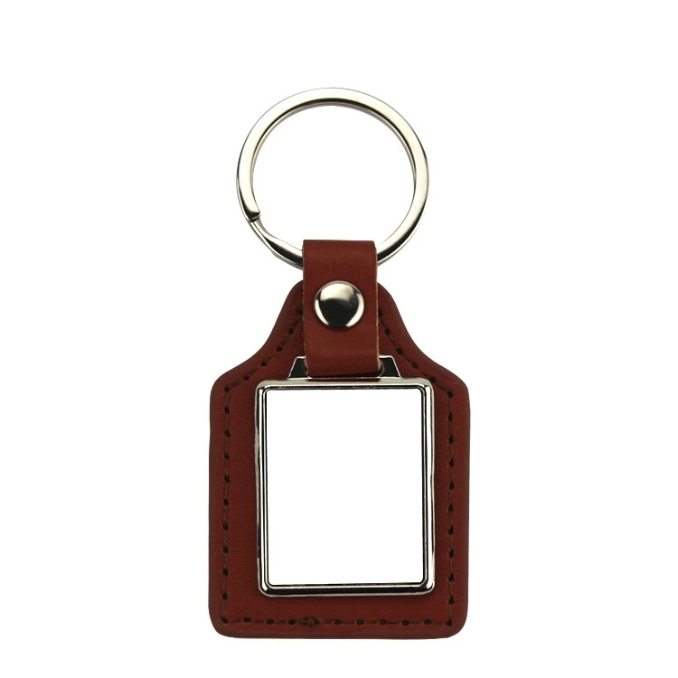 15pcs/lot free shipping Blank sublimation Leather + metal key chain for heat transfer printing DIY new styles