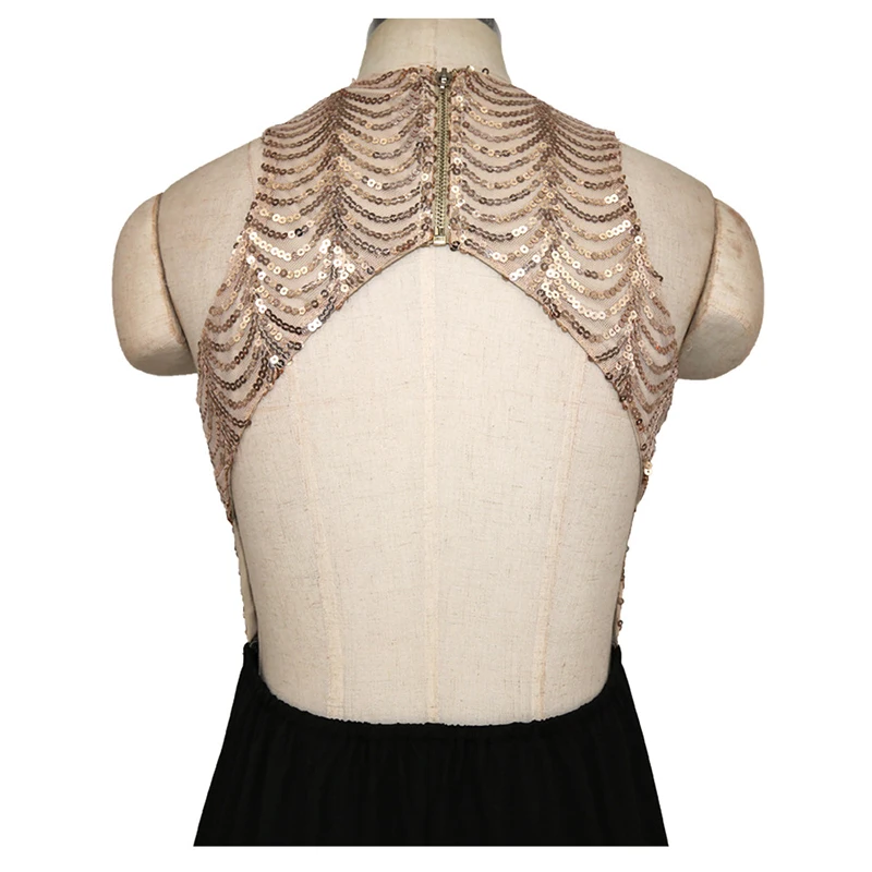 

Women Sequin Long Jumpsuit Sexy Ladies Backless Tops Vintage Female High Waist Wide Leg Office Overalls for Summer