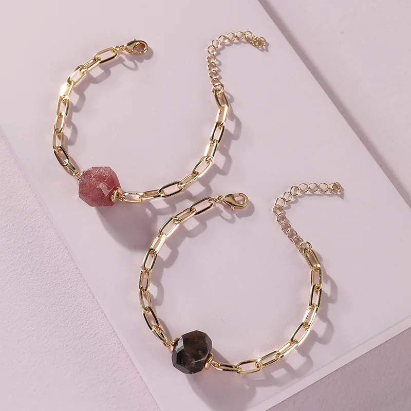 

Spring Summer New Chic Natural Stone Bold Chain Link Statement Bracelet Jewelry Gift for Women