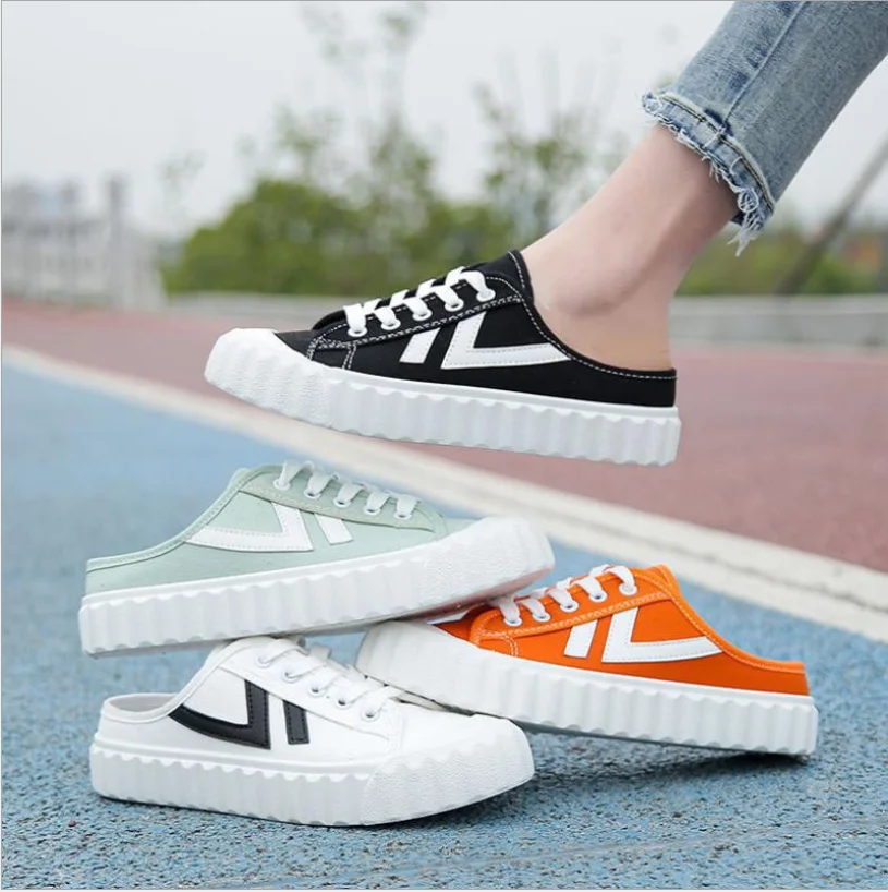 

Новинка 2021, белые полуботинки, женские парусиновые туфли без головного убора на одной ноге, летние тонкие универсальные кроссовки