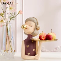 bubble girl trays decorative ornaments coffee table cake dessert plate resin charms candy snack plates living room accessories