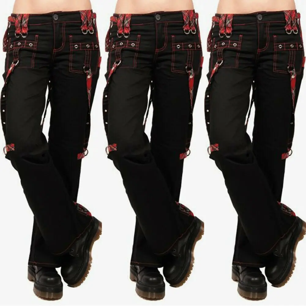 

Ladies Cargo Pants High Waist Black Streetwear Vintage Punk Goth Pants Women Summer Pants Casual Long Trousers joggers D30