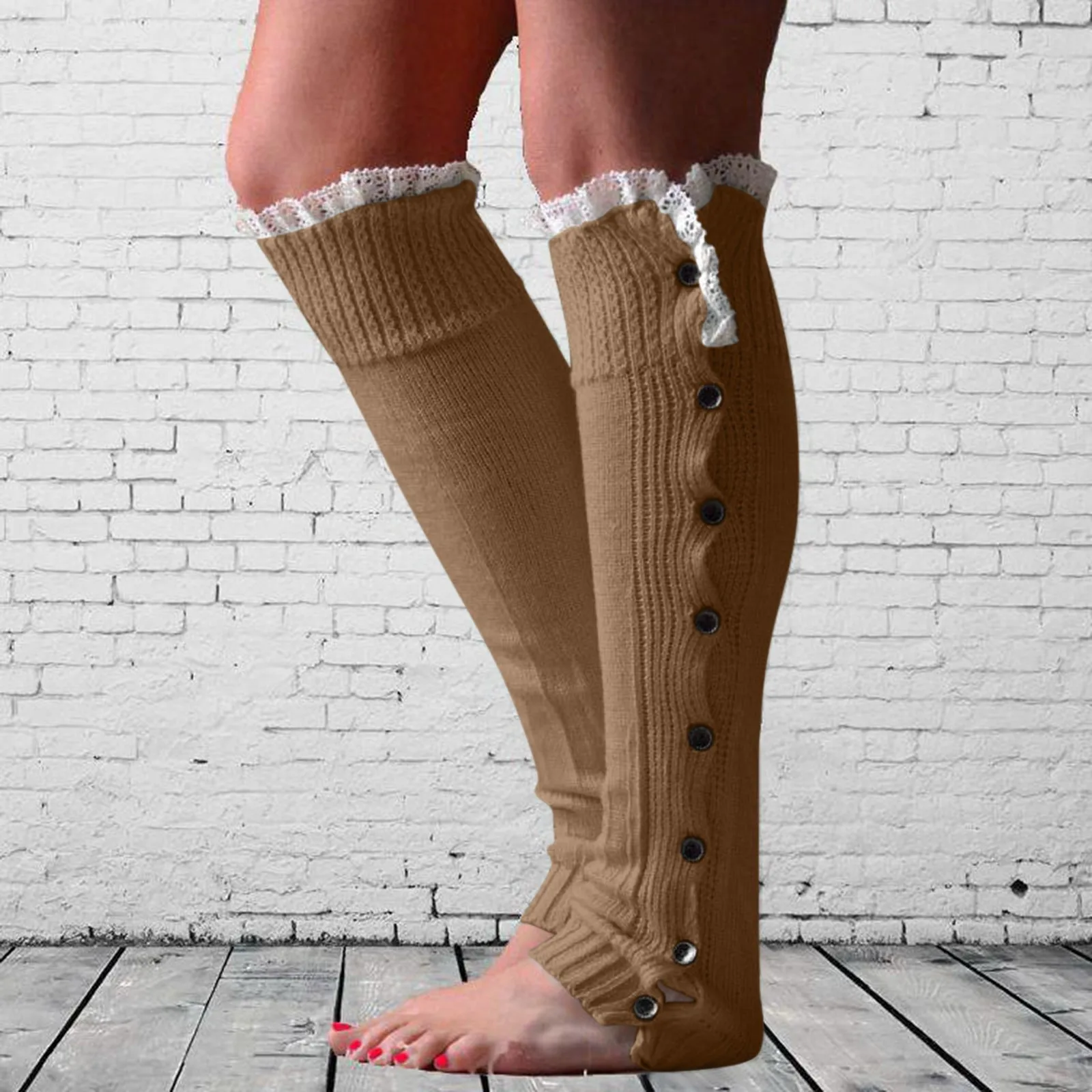 Женские теплые носки зимние женские рождественские кружевные шерстяные выше