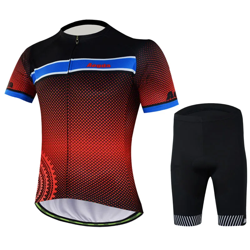 Cycling set Aogda Синий Красный Велоспорт Джерси Набор для мужчин Лето Велосипед Одежда Майо Ciclismo короткий рукав велосипедная одежда - Цвет: Cycling set