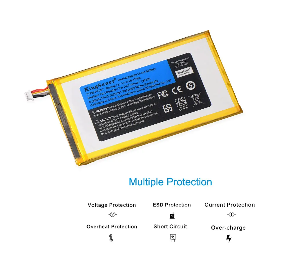 Аккумулятор KingSener P706T для планшета DELL Venue 7 3730 8 3830 T02D T01C T02D002 T02D001 0CJP38 02PDJW 3 В 15 17