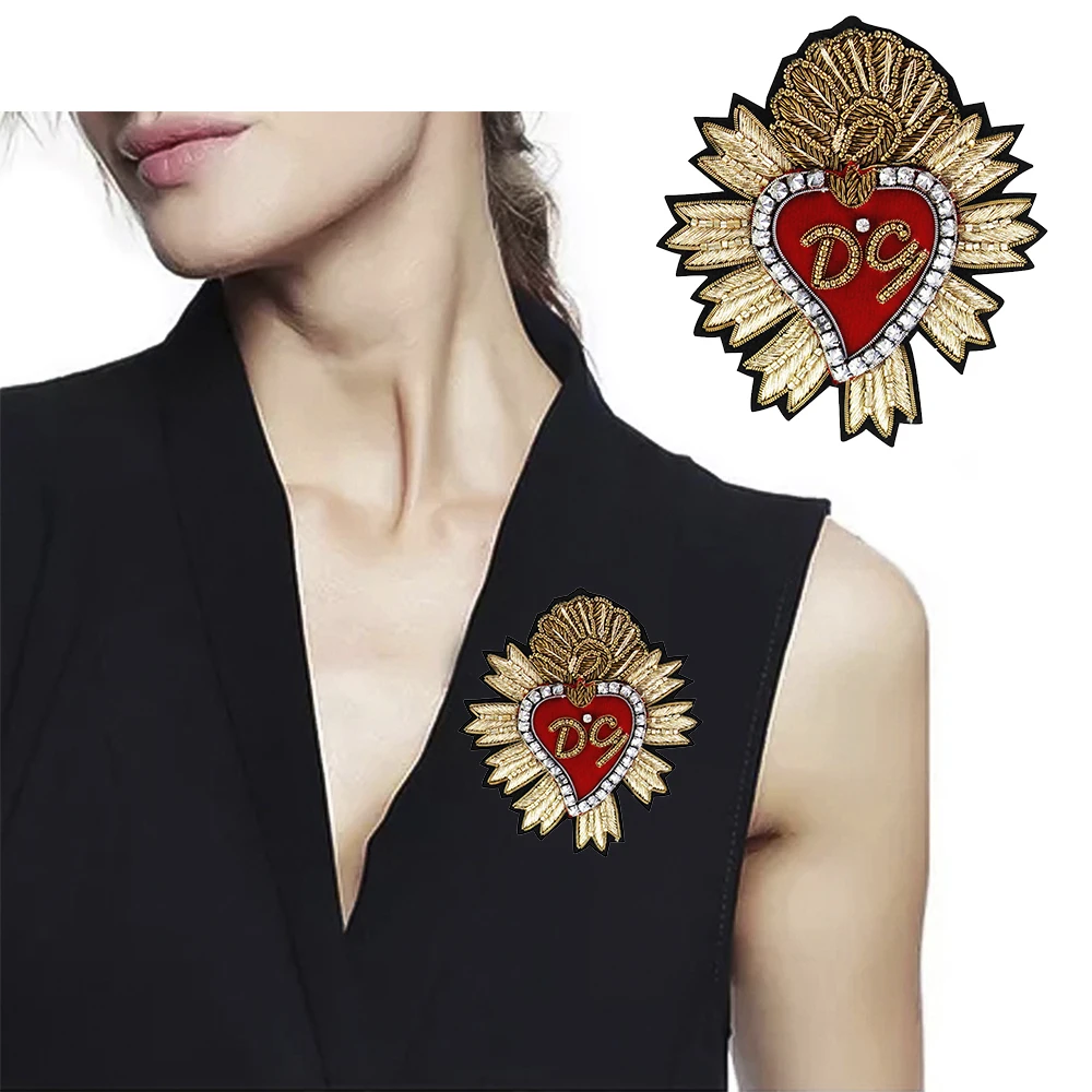 Нашивки в форме короны и сердца Аппликация из бисера индийские шелковые Значки