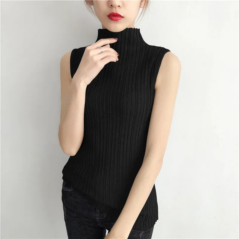 XUXI 2020 комбинированный вязаный свитер с высоким воротником эластичный жилет