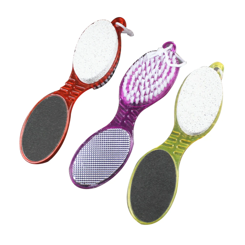 

4 in1 Foot Pumice Grind Feet Stone Scrubber Care Callus Brush Pedicure Exfoliate Remover Two sides Clean dust dead skin