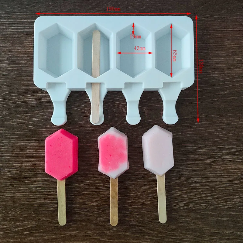 

4-cavity silicone ice cream mold ice cube tray popsicle bucket DIY mold chocolate ice cream mold 10 sticks