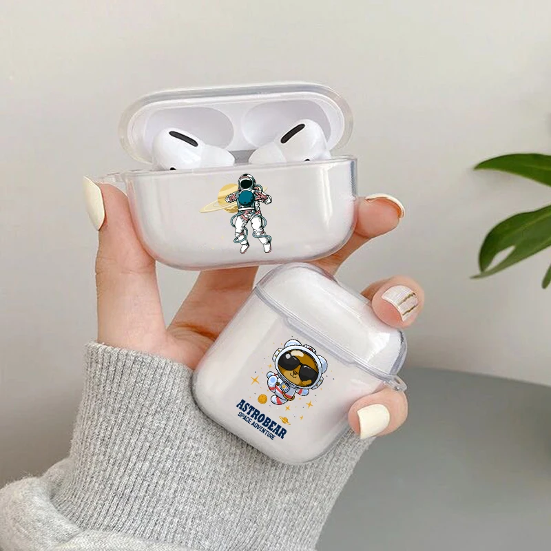 

Cartoon Astronaut Soft transparent TPU Space case Bluetooth Earphone Airpods Cover for Airpods 2 Airpods1 Airpods pro AirPod 3