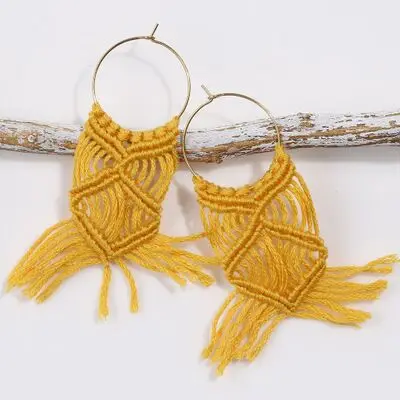 Cpop новые серьги в стиле бохо Этнические Ручной Работы Макраме модные с