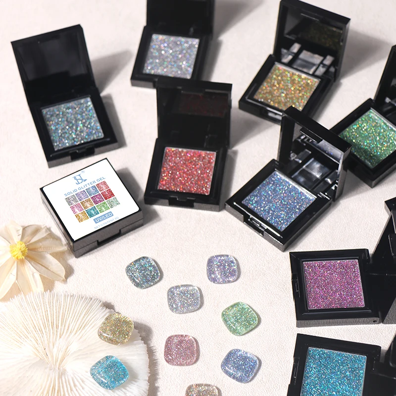 

2021 UV Solid Glitter Nail Art Gel 5ml Mix Shiny Sequins Hybird Liquid 3D Gel Polish Holographic Manicure Decorations