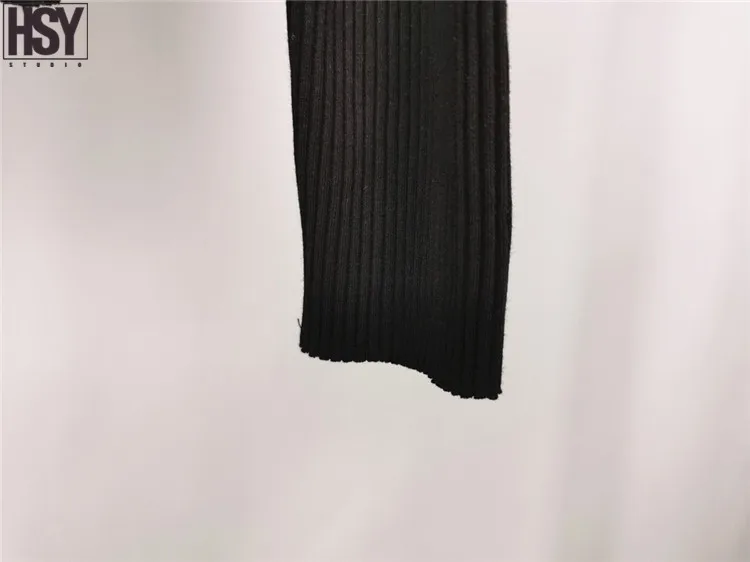 【HSY】2019 Осень Зима Новый женский эластичный дизайн с длинным рукавом высоким