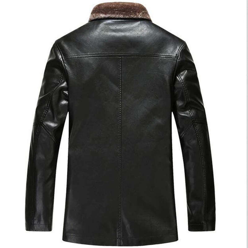 Мужская теплая кожаная куртка на осень и зиму бархатная брендовая одежда в