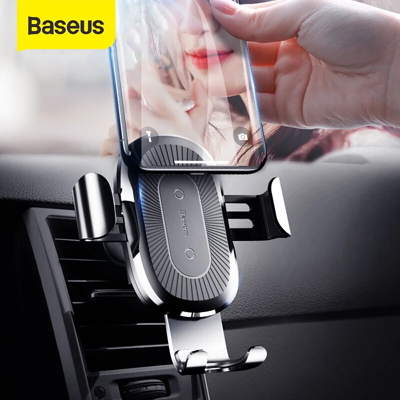 

Baseus Qi Wireless Car Charger For Smart Phone Car Wireless Charger 10W Fast Charging Car Air Vent Mount Phone Holder