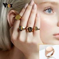 vnox chic personalized 14mm signet ring for women stainless steel metal round top stamp band minimalist female finger jewelry
