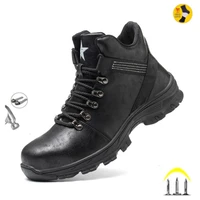 work shoes men waterproof indestructible men work safety boots steel toe cap puncture proof footwear black boots male shoes